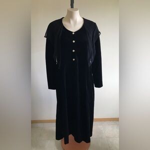 Vintage Laura Ashley Velvet Long Sleeve Dress Black Goth Witchy Gothic Wiccan